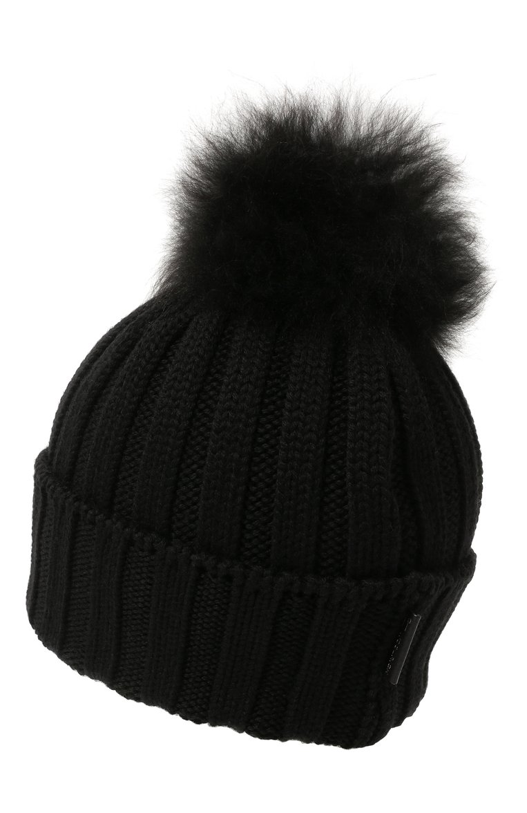 Женская шерстяная шапка WOOLRICH черного цвета, арт. CFWWAC0136FR/UF0663 | Фото 3 (Материал: Текстиль, Шерсть; Материал сплава: Проставлено; Нос: Не проставлено)