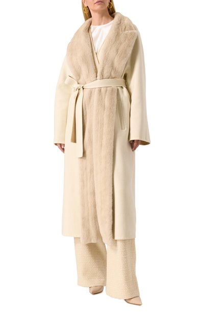 Шерстяное пальто с отделкой из норки MVST, арт. FTBPL-Y326V/DRG1520, фото 3