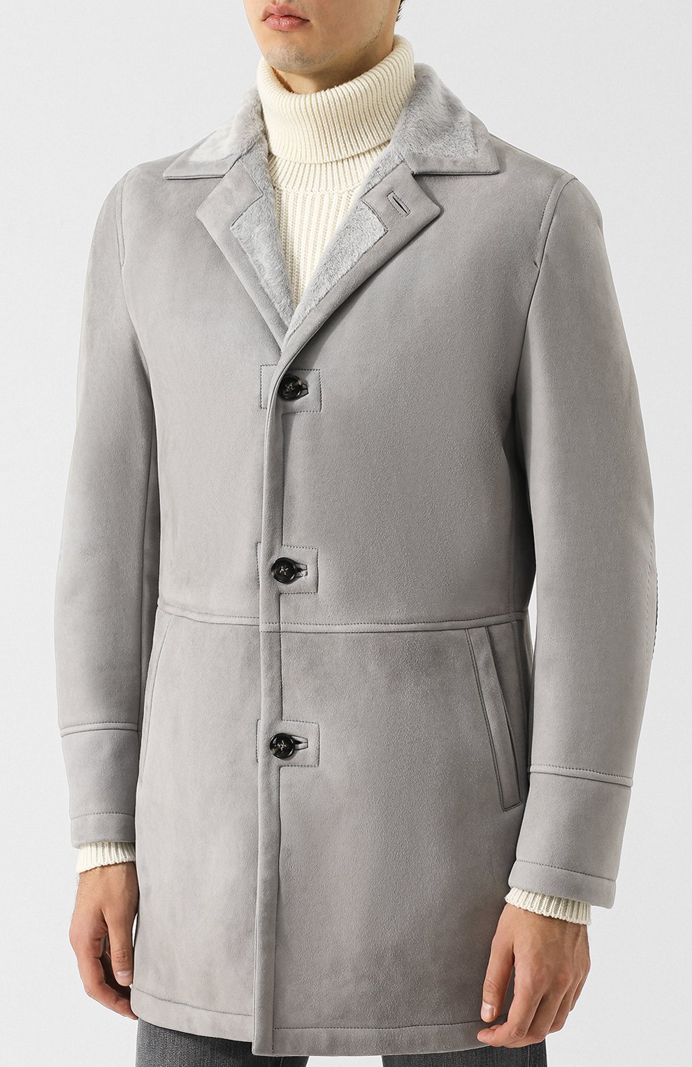 Дубленка прямого кроя на пуговицах с отложным воротником KITON, арт. UW0443/3R88, фото 3