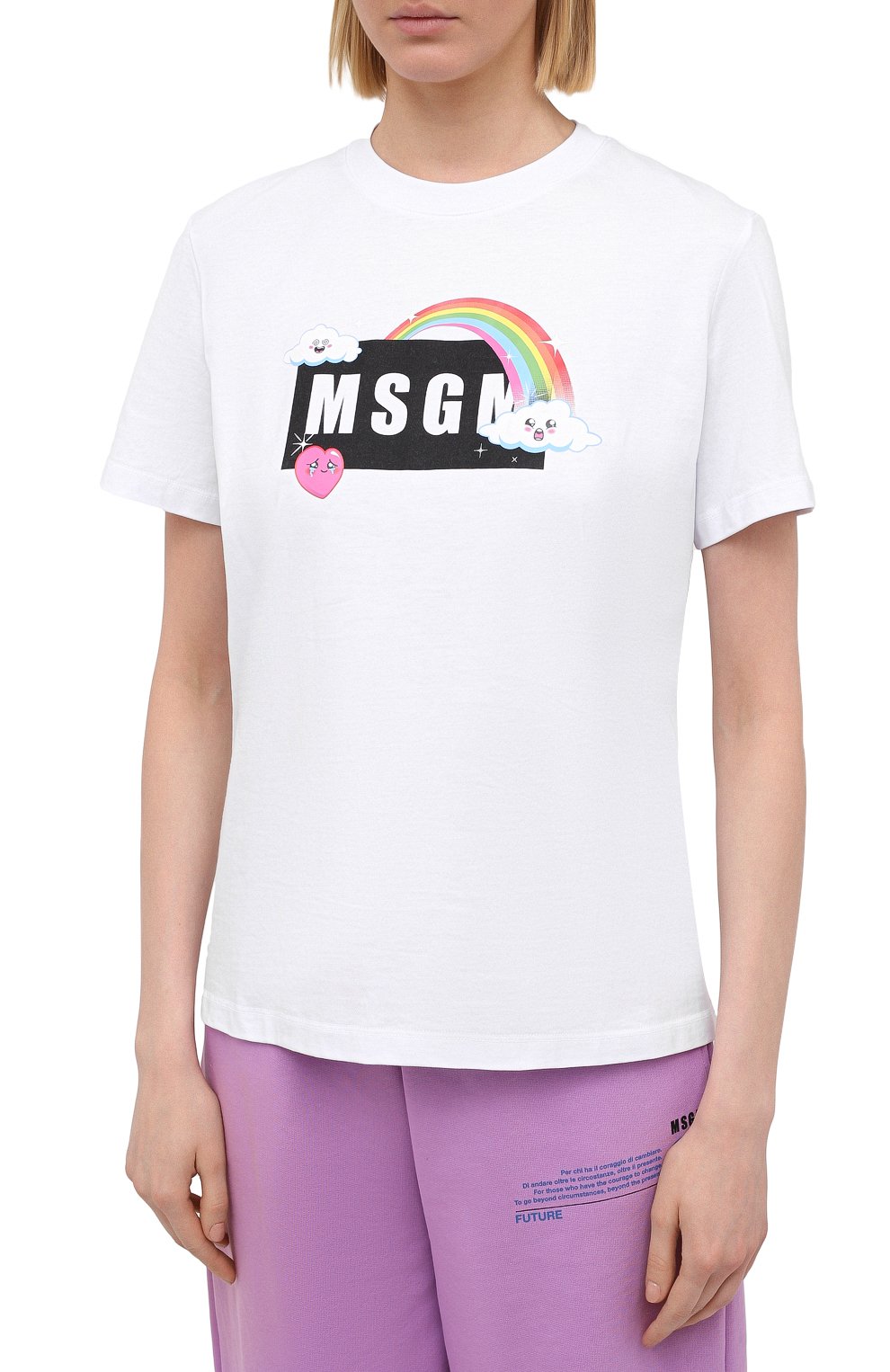 Хлопковая футболка MSGM белого цвета по цене 15600 руб., арт. 3041MDM169 217298, фото 3 Хлопковая футболка MSGM, арт. 3041MDM169 217298, фото 3