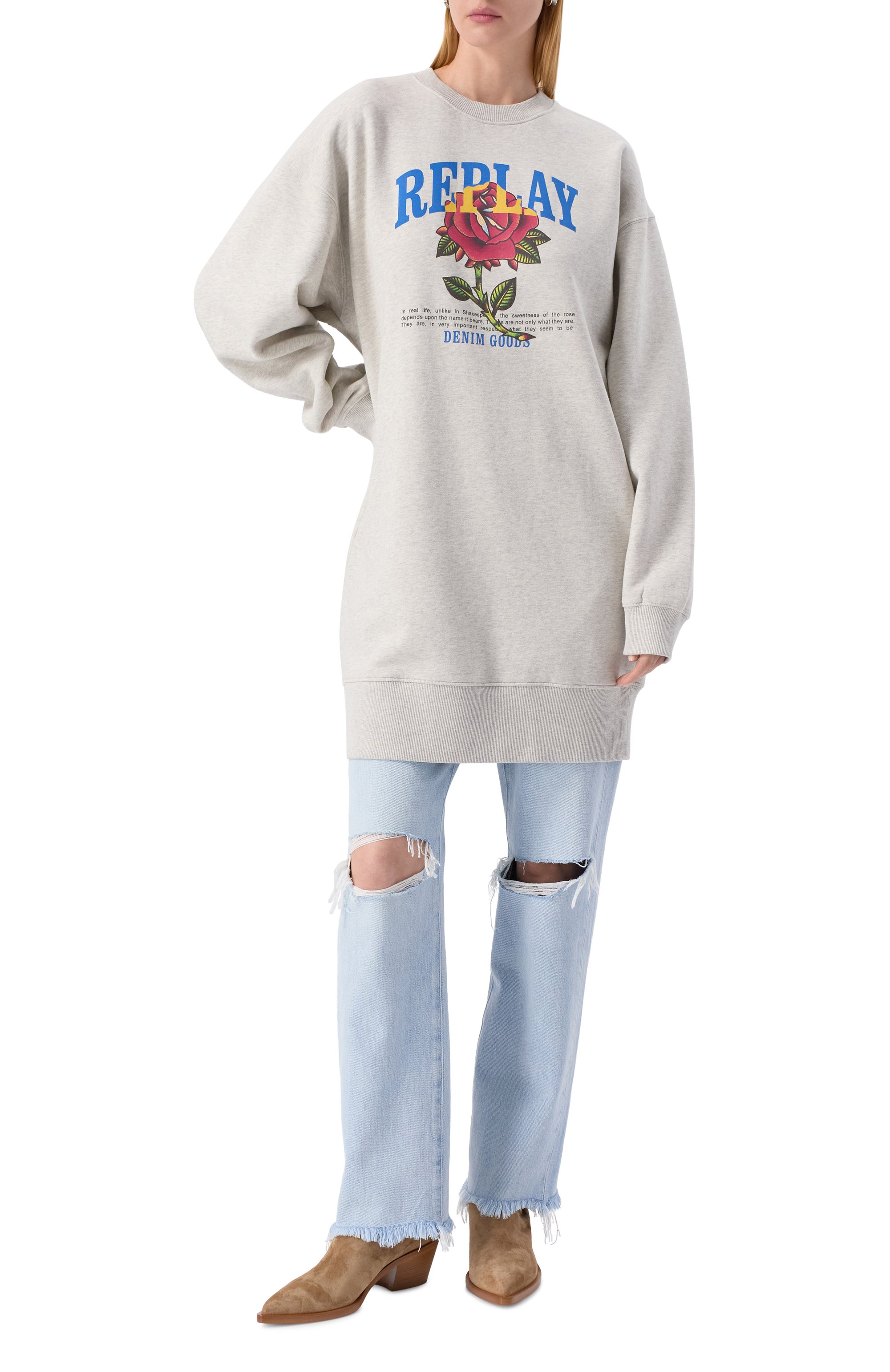 Хлопковое платье REPLAY серого цвета по цене 23500 руб., арт. W9224 .000.23942, фото 2 Хлопковое платье REPLAY, арт. W9224 .000.23942, фото 2