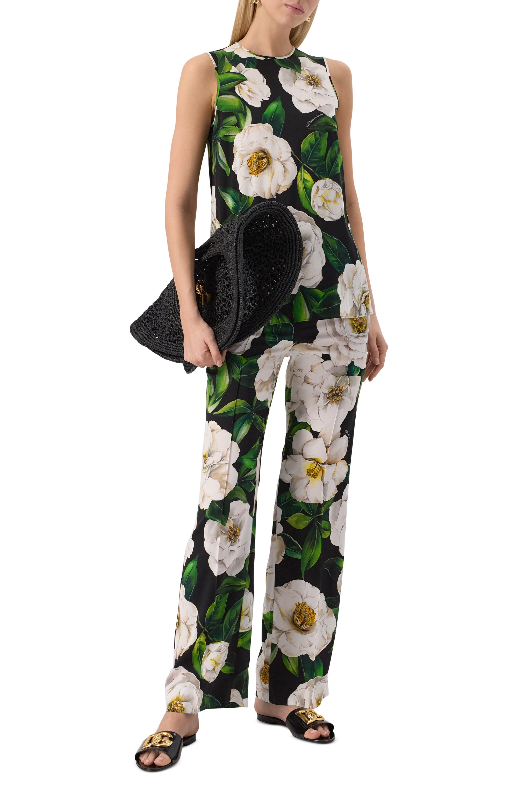 Кожаные шлепанцы bianca DOLCE & GABBANA черного цвета по цене 87550 руб., арт. CQ0592/A1037, фото 2 Кожаные шлепанцы bianca DOLCE & GABBANA, арт. CQ0592/A1037, фото 2