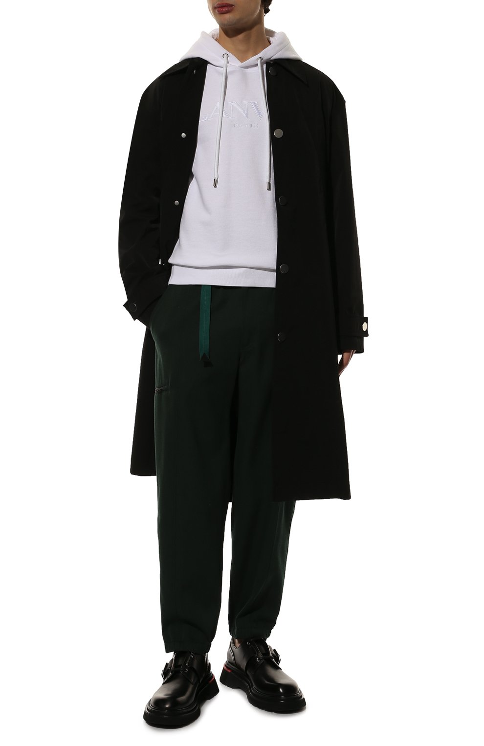 Брюки из шерсти и хлопка LANVIN темно-зеленого цвета по цене 114000 руб., арт. RM-TR0045-4969-P22, фото 2 Брюки из шерсти и хлопка LANVIN, арт. RM-TR0045-4969-P22, фото 2