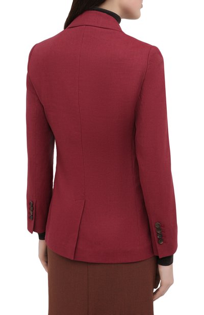 Жакет изо льна и хлопка BRUNELLO CUCINELLI бордового цвета по цене 213000 руб., арт. MF5912021, фото 4 Жакет изо льна и хлопка BRUNELLO CUCINELLI, арт. MF5912021, фото 4