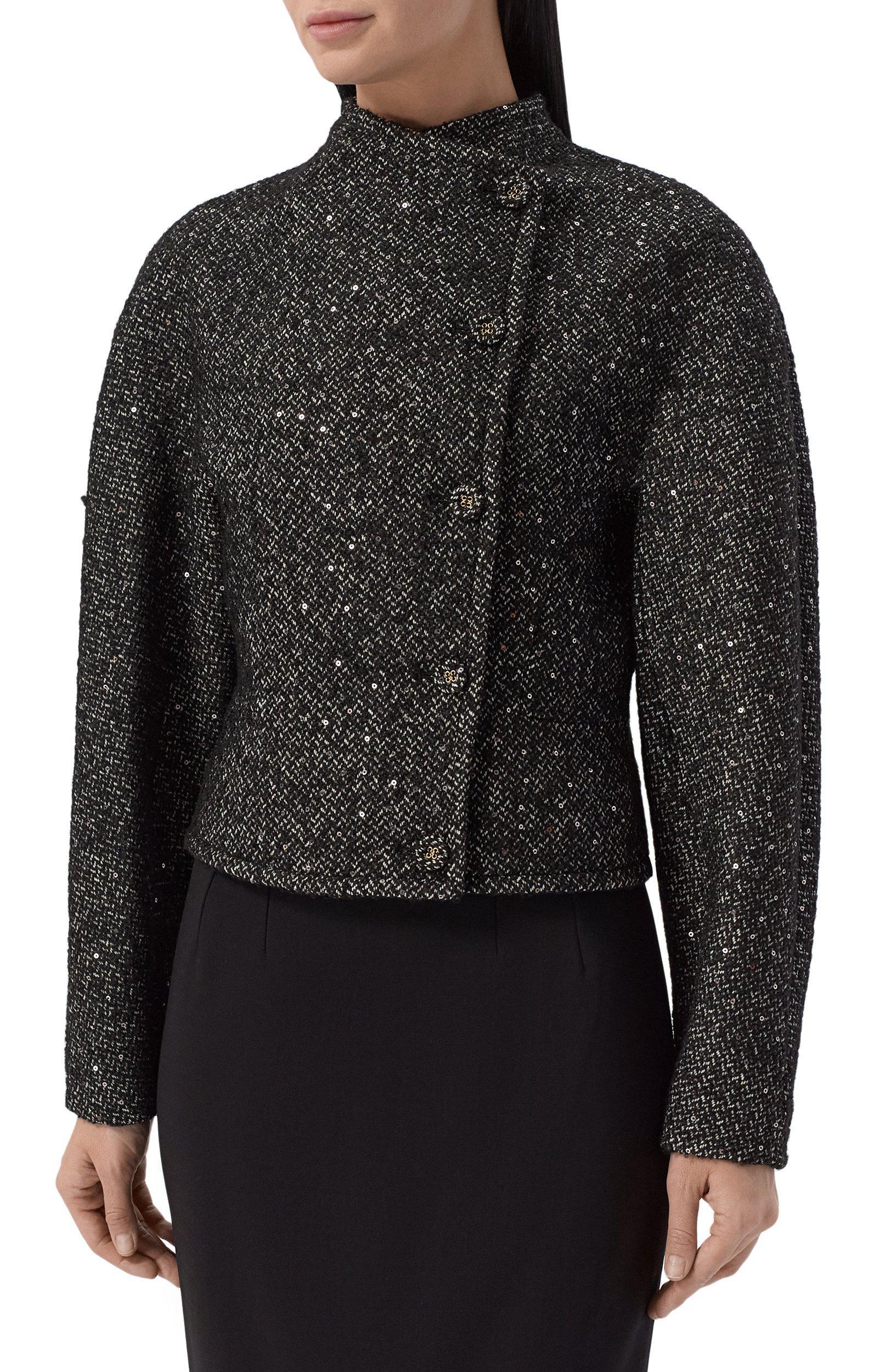 Жакет ELIE SAAB серого цвета по цене 343000 руб., арт. J0286NF26/LR002, фото 3 Жакет ELIE SAAB, арт. J0286NF26/LR002, фото 3