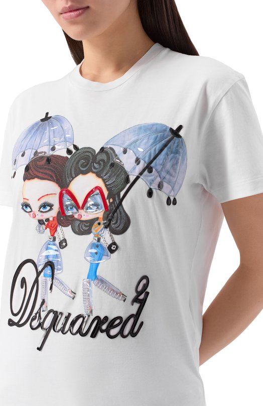 Хлопковая футболка Dsquared2 S72GD0613/D20020 Белый  S72GD0613/D20020 Фото 5