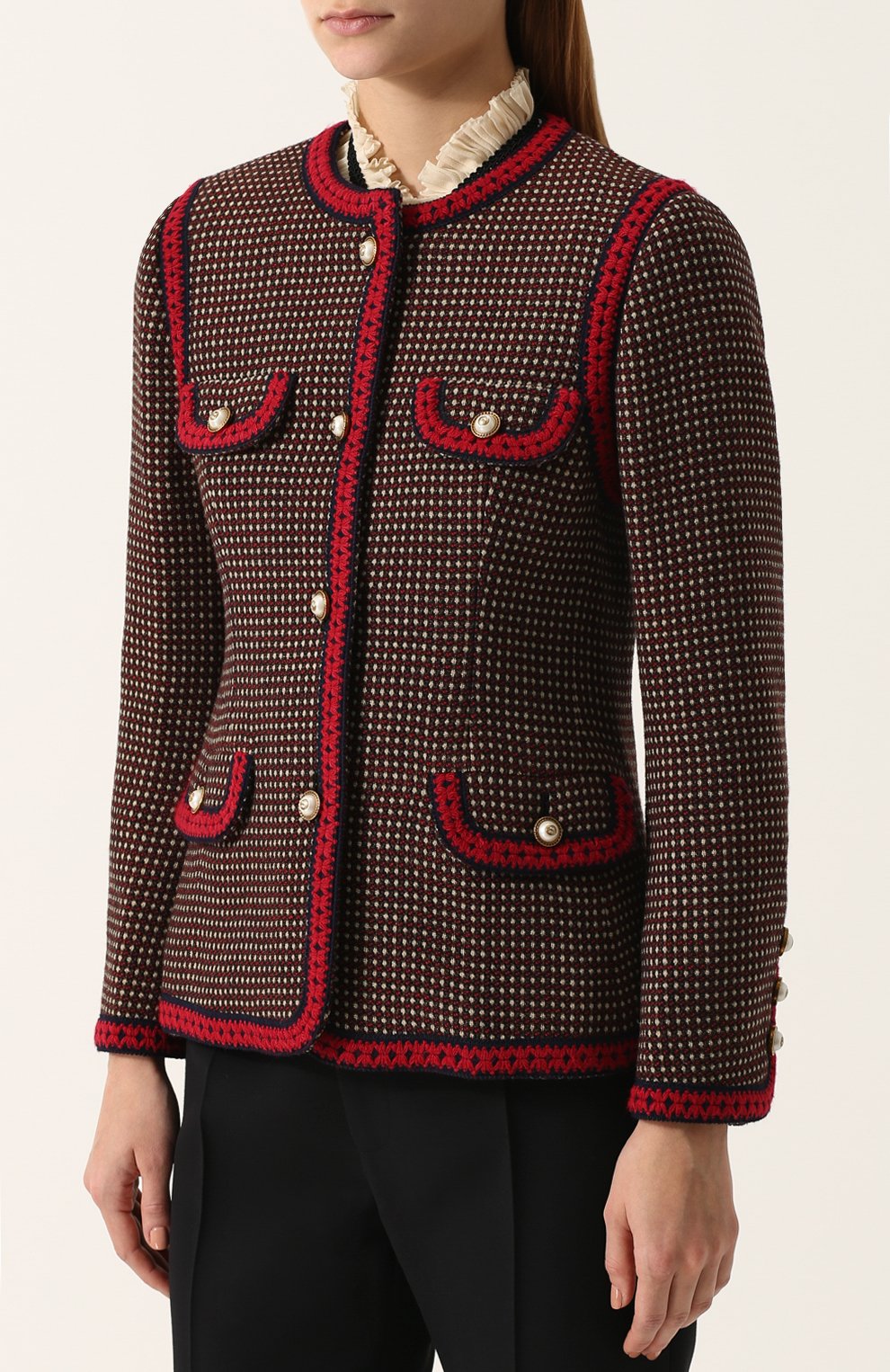 Приталенный шерстяной жакет с круглым вырезом GUCCI, арт. 482551/ZJW56, фото 3