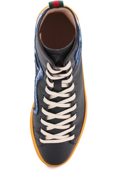 Высокие кожаные кеды с контрастной отделкой GUCCI, арт. 459287/BX0A0, фото 5