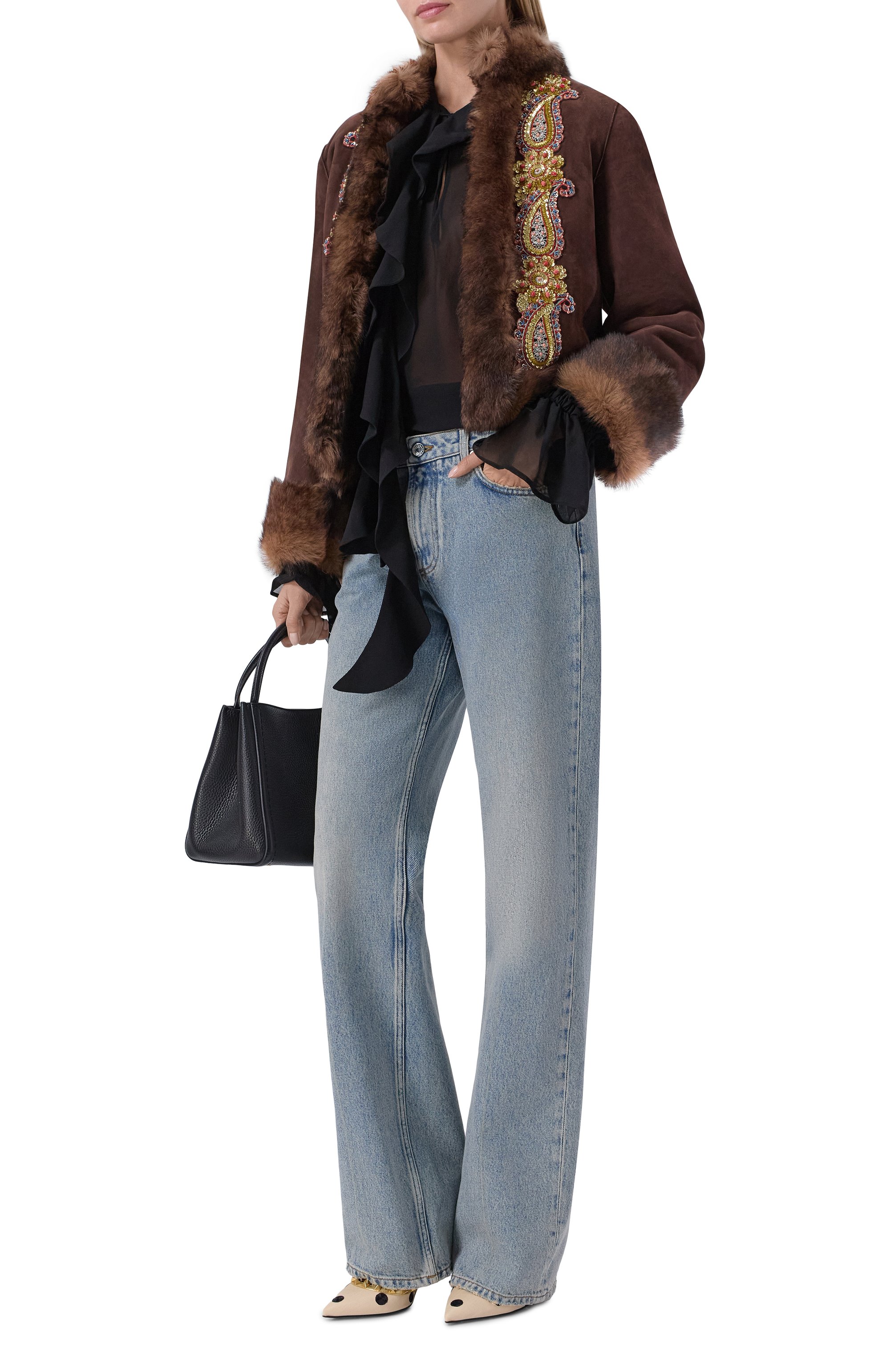 Дубленка с отделкой пайетками VALENTINO, арт. 8B3NA06D/9VF, фото 2