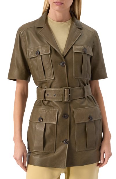 Кожаный жакет MVST хаки цвета по цене 552000 руб., арт. 34406/36-44, фото 3 Кожаный жакет MVST, арт. 34406/36-44, фото 3