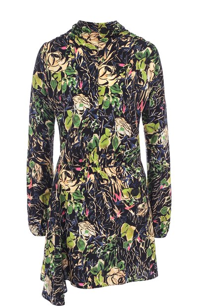 Шелковое мини-платье с воротником стойкой и принтом PRADA, арт. P36U2-1RZM-F0002, фото 1