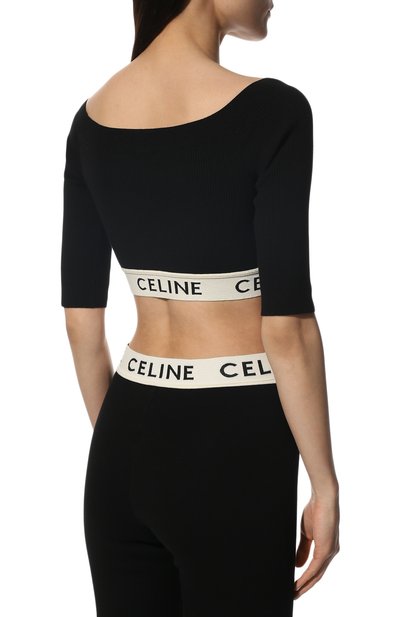 Хлопковый топ CELINE черного цвета по цене 72700 руб., арт. 2A06V372N, фото 4 Хлопковый топ CELINE, арт. 2A06V372N, фото 4