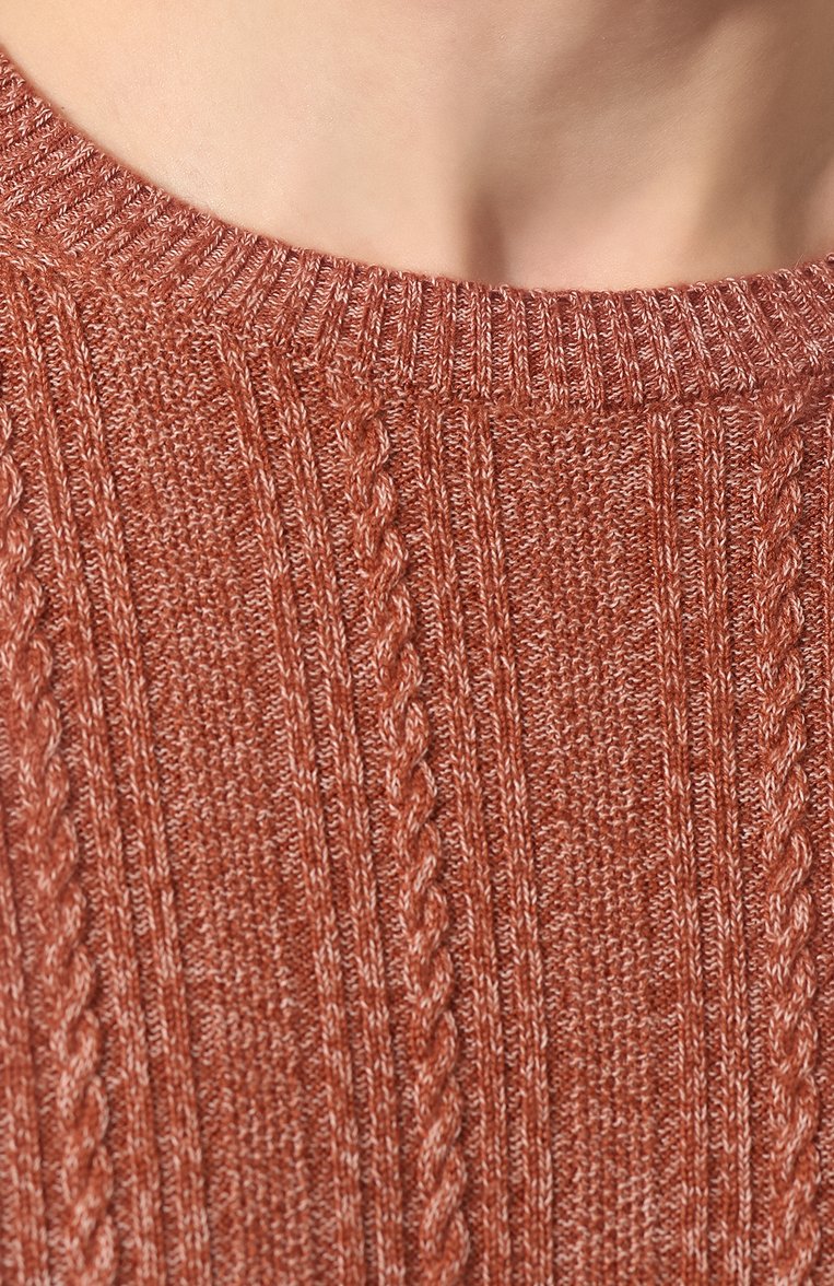 Мужской свитер из смеси кашемира и хлопка ZEGNA оранжевого цвета, арт. UUQ95/110 | Фото 5 (Рукава: Длинные; Материал внешний: Шерсть, Хлопок, Кашемир; Принт: Без принта; Длина (для топов): Стандартные; Мужское Кросс-КТ: Свитер-одежда; Драгоценные камни: Проставлено; Материал сплава: Проставлено; Стили: Кэжуэл)