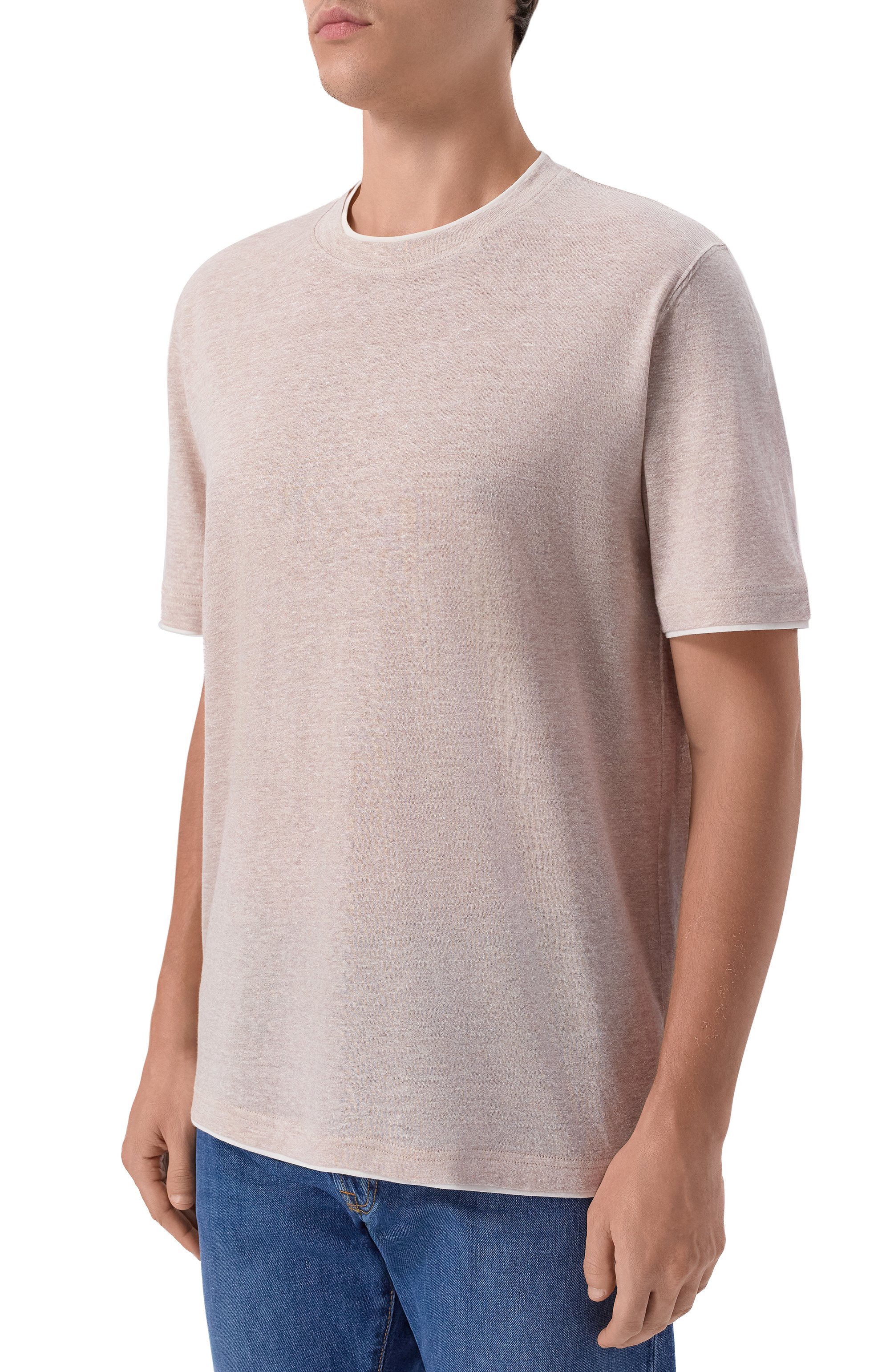 Футболка изо льна и хлопка FEDELI, арт. TU000220/LIN0 C0TT0NE, фото 3