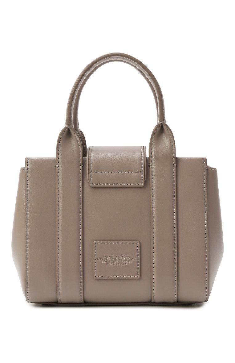 Женская сумка the turnlock tote bag MARC JACOBS (THE) серого цвета, арт. 2F4HCR015H04 | Фото 6 (Ремень/цепочка: На ремешке; Материал: Натуральная кожа; Размер: mini; Автоматизация состава: Проставлено; Автоматизация ТО: Проставлено)