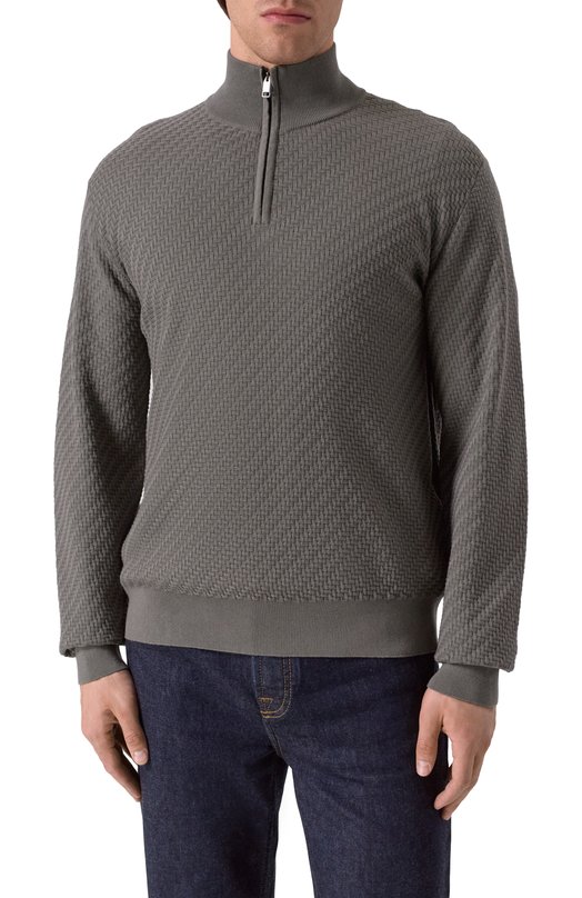 Джемпер из хлопка и шелка Brioni UMS70L-PAK22 Серый  UMS70L-PAK22 Фото 3