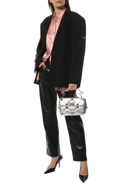 Сумка roman stud medium VALENTINO серебряного цвета по цене 291000 руб., арт. XW2B0I82/MIE, фото 3 Сумка roman stud medium VALENTINO, арт. XW2B0I82/MIE, фото 3