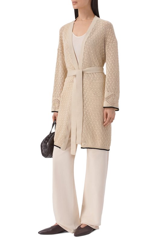 Хлопковый кардиган Agnona KR11038E/7C080PE Бежевый  KR11038E/7C080PE Фото 2