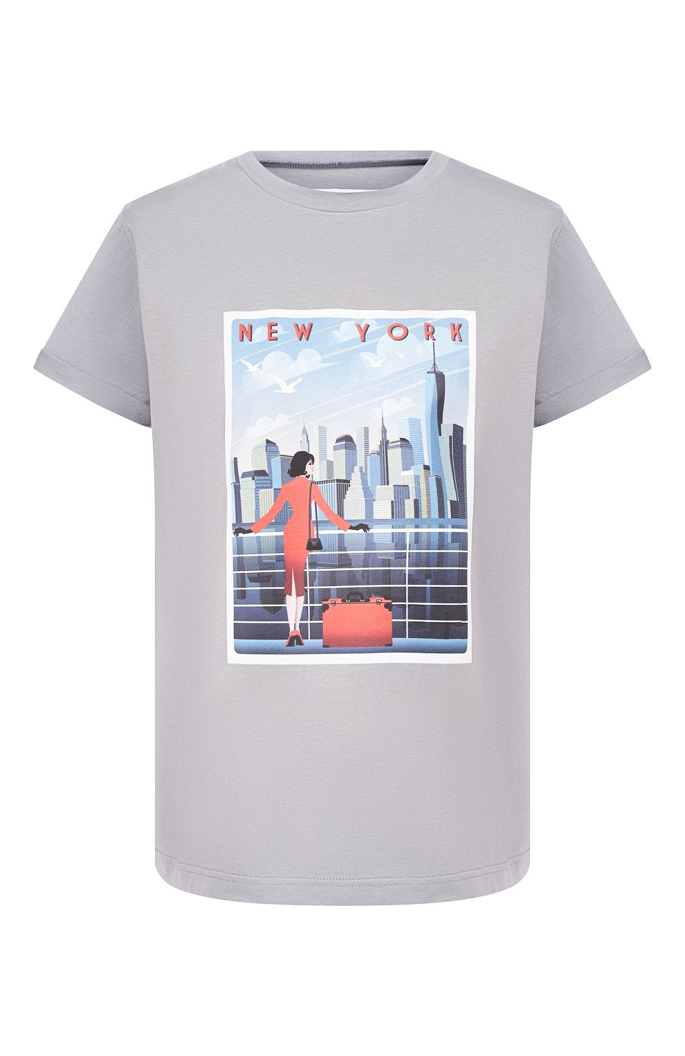 Хлопковая футболка SEVEN LAB серого цвета по цене 5880 руб., арт. T19-NEW YORK grey, фото 1 Хлопковая футболка SEVEN LAB, арт. T19-NEW YORK grey, фото 1