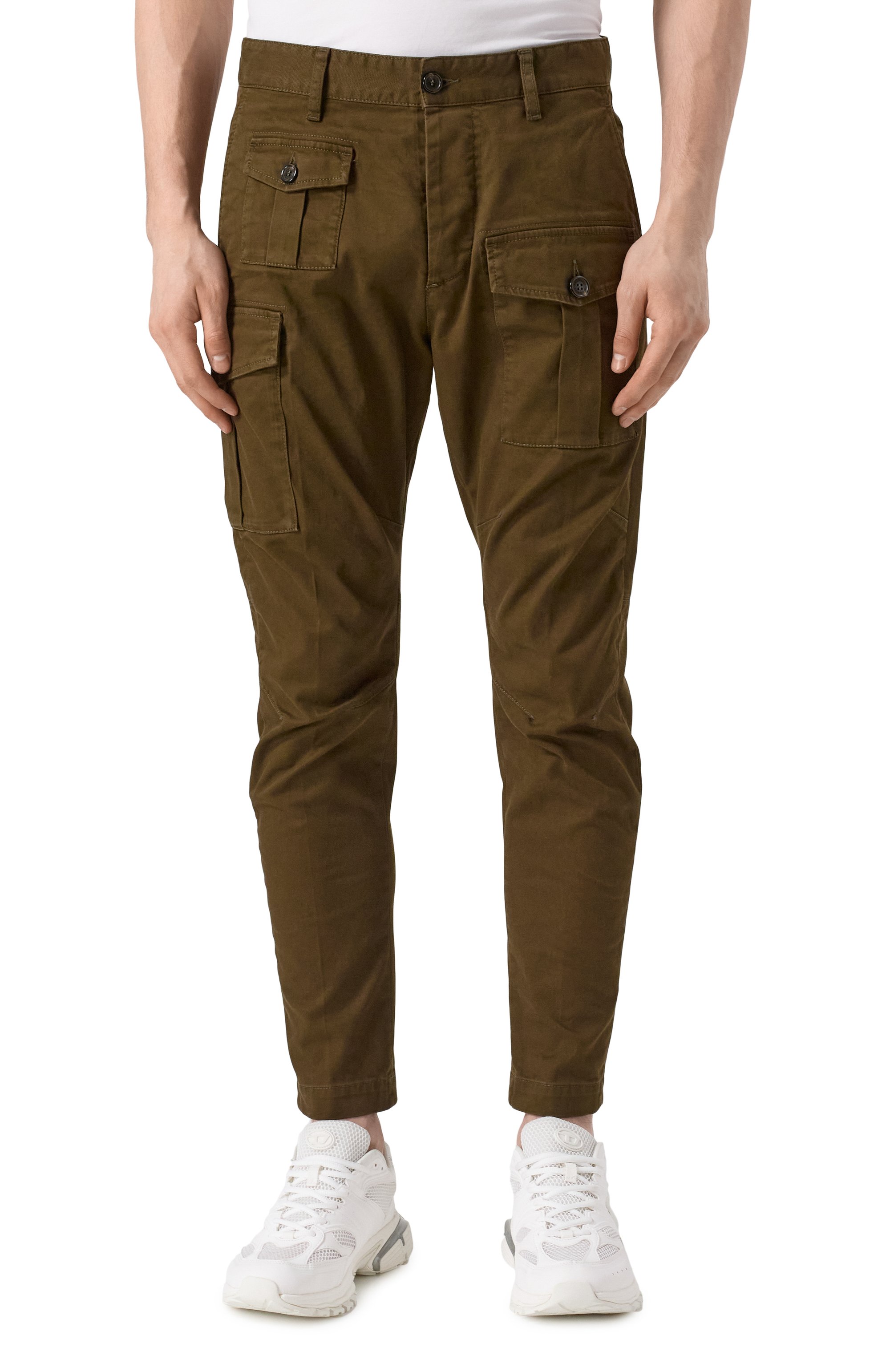 Хлопковые брюки-карго DSQUARED2 хаки цвета по цене 67500 руб., арт. S74KB0818/S39021, фото 3 Хлопковые брюки-карго DSQUARED2, арт. S74KB0818/S39021, фото 3