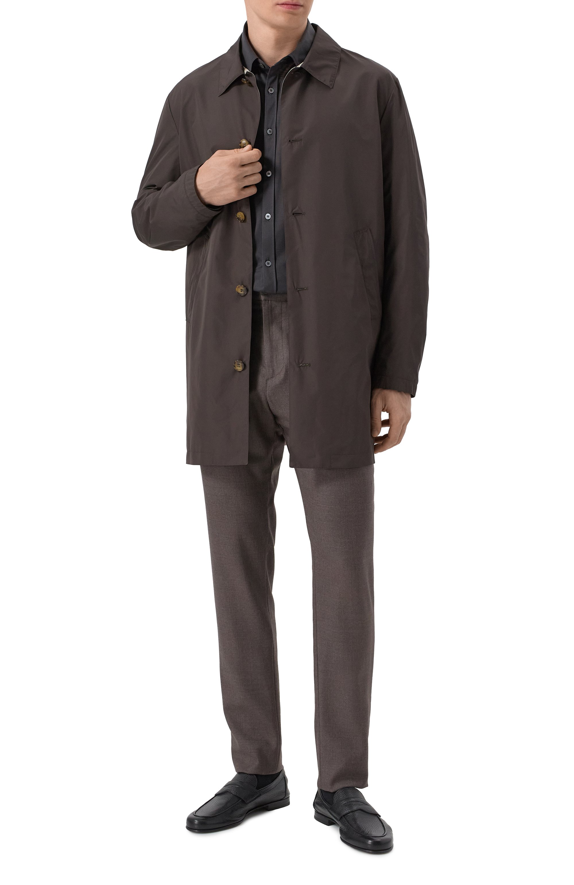 Хлопковая рубашка CANALI темно-серого цвета по цене 33600 руб., арт. CSL7077/GN02310, фото 2 Хлопковая рубашка CANALI, арт. CSL7077/GN02310, фото 2