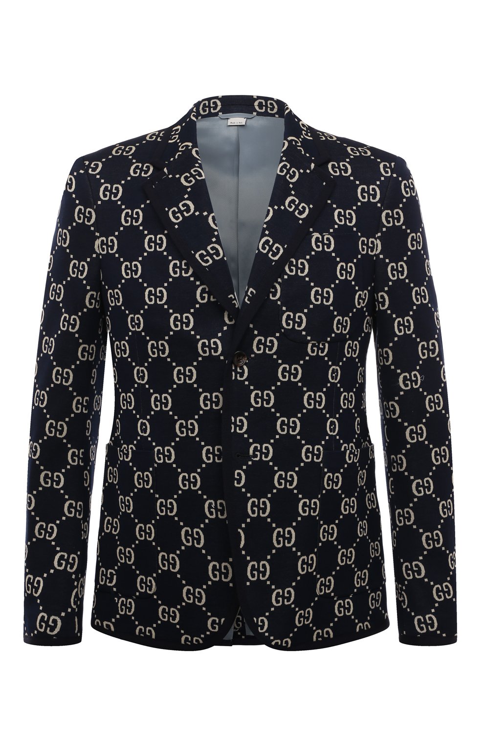 Хлопковый пиджак GUCCI темно-синего цвета по цене 266400 руб., арт. 521889 Z372F, фото 1 Хлопковый пиджак GUCCI, арт. 521889 Z372F, фото 1