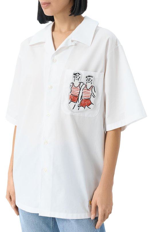 Хлопковая рубашка MSGM 3840ME06X/257100 Белый  3840ME06X/257100 Фото 3