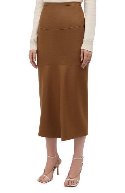 Шерстяная юбка JIL SANDER коричневого цвета по цене 96200 руб., арт. JSPT720009-WT207908A, фото 3 Шерстяная юбка JIL SANDER, арт. JSPT720009-WT207908A, фото 3
