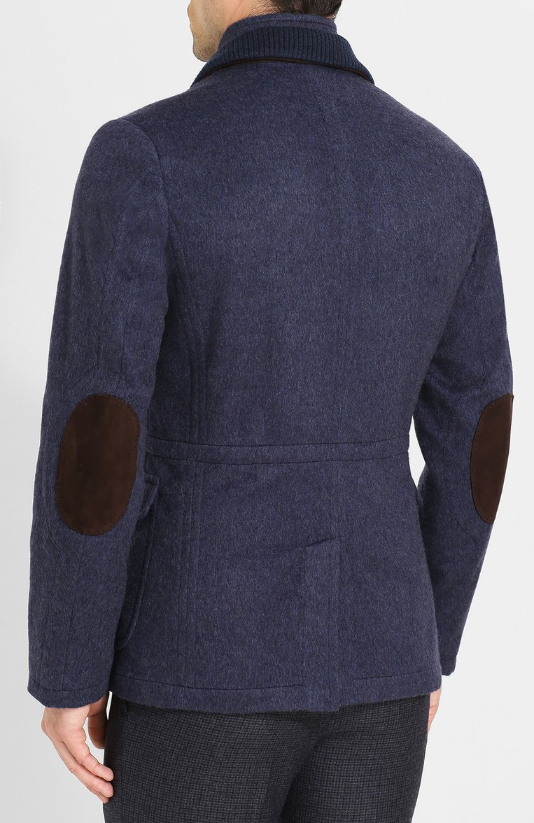 Мужская кашемировая куртка с подстежкой KITON синего цвета, арт. UW0414V03R71 | Фото 4 (Материал внешний: Шерсть, Кашемир; Длина (верхняя одежда): Короткие; Рукава: Длинные; Мужское Кросс-КТ: Верхняя одежда, шерсть и каш�емир; Кросс-КТ: Куртка, Утепленные; Ювелирные украшения: Назначено; Стили: Кэжуэл)
