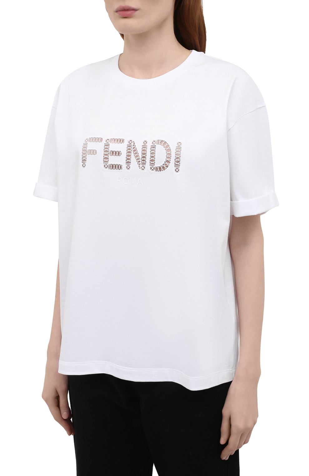 Хлопковая футболка FENDI белого цвета по цене 69000 руб., арт. FS7375 AFLT, фото 3 Хлопковая футболка FENDI, арт. FS7375 AFLT, фото 3