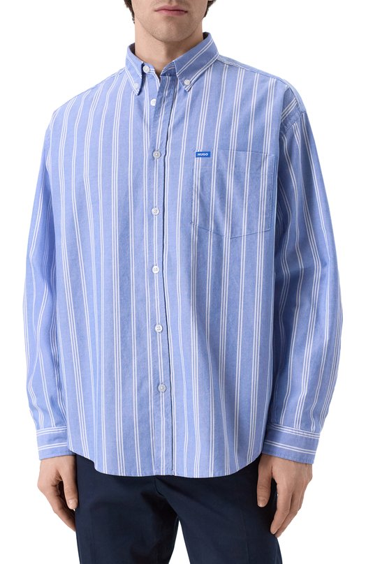 Хлопковая рубашка HUGO Blue 50534183 Синий  50534183 Фото 3