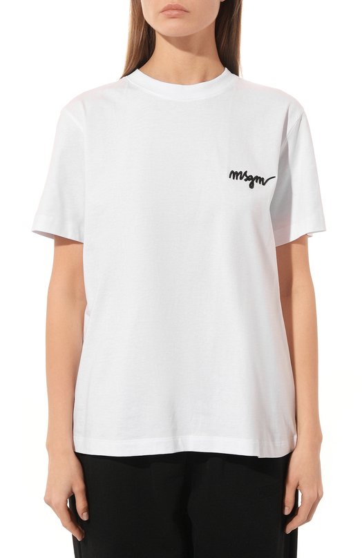 Хлопковая футболка MSGM 2000MDM540 200002 Белый  2000MDM540 200002 Фото 3