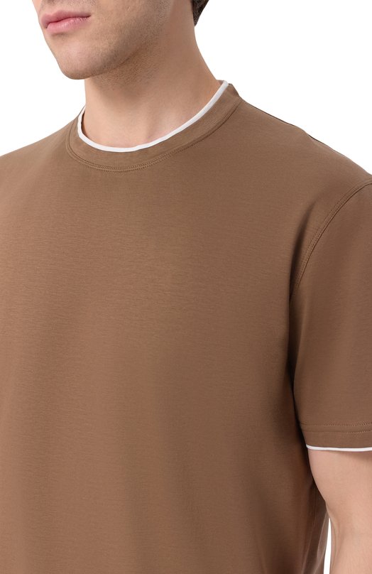 Хлопковая футболка Kiton UMK0970 Коричневый  UMK0970 Фото 5