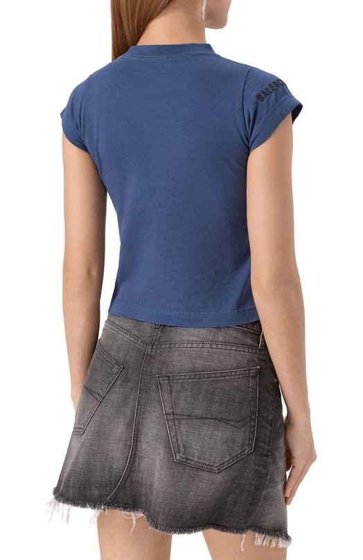 Хлопковая футболка Balenciaga 807341/TSVP7 Синий  807341/TSVP7 Фото 4