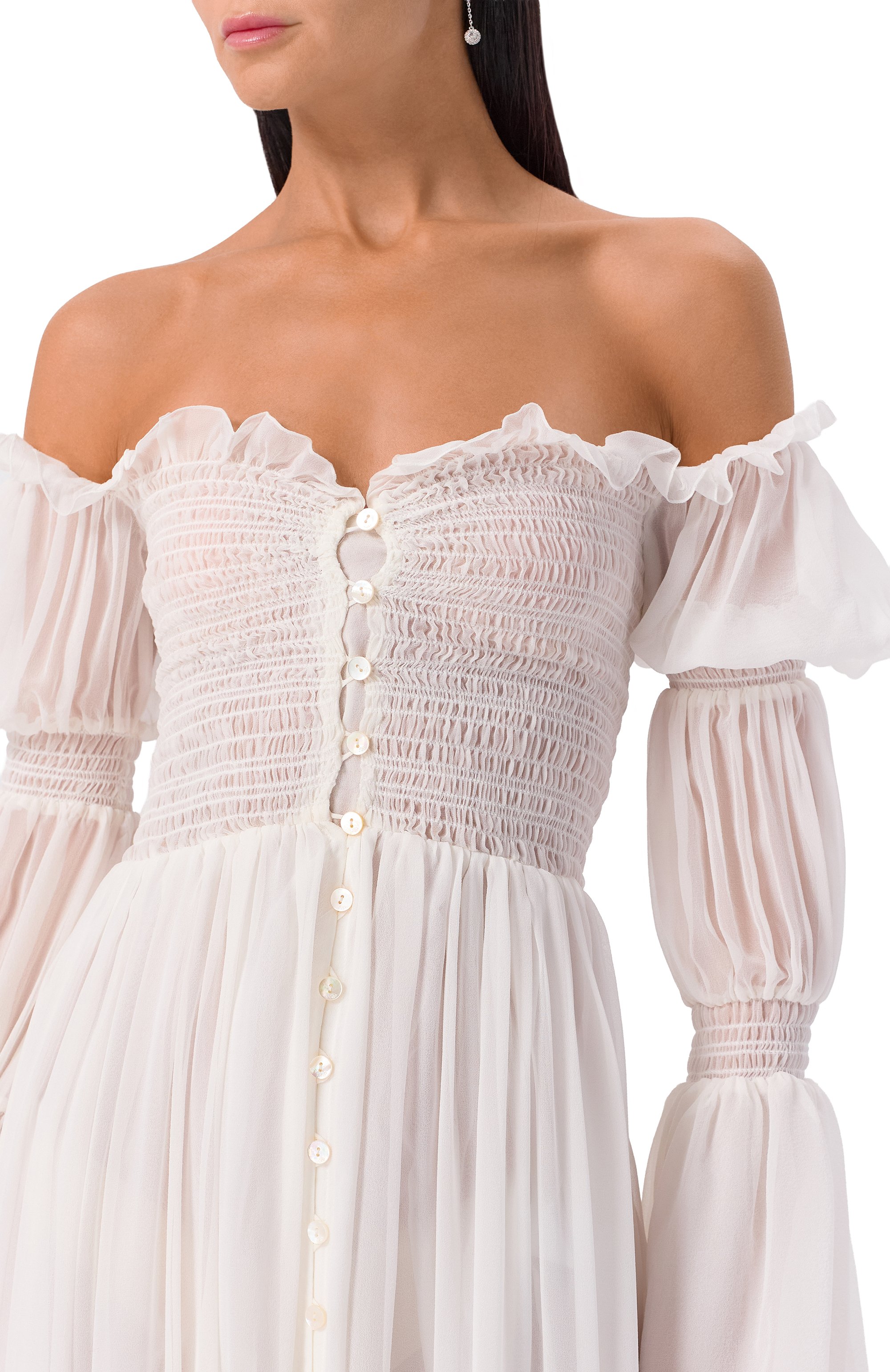 Шелковое платье BLUMARINE кремового цвета по цене 281500 руб., арт. 4A331A, фото 4 Шелковое платье BLUMARINE, арт. 4A331A, фото 4