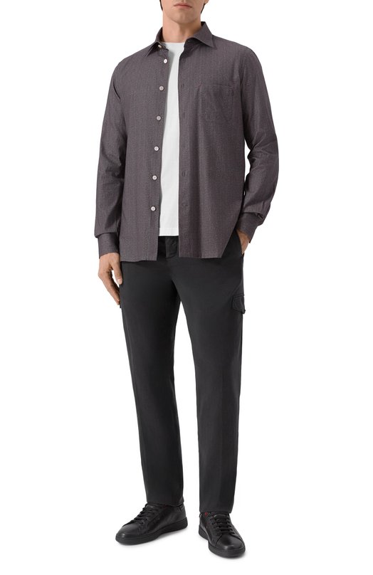 Кожаные кеды Kiton USSA382N0114310 Чёрный  USSA382N0114310 Фото 2