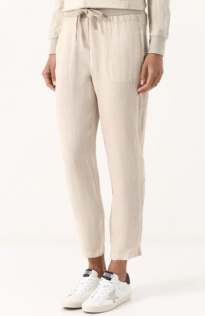 Льняные укороченные брюки с эластичным поясом DEHA, арт. B74337, фото 3