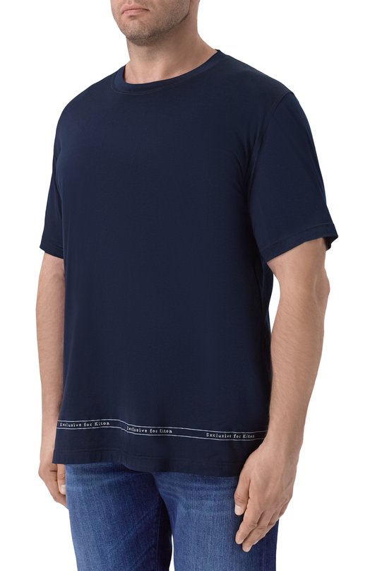 Хлопковая футболка Kiton UMK0824K4 Синий  UMK0824K4 Фото 3