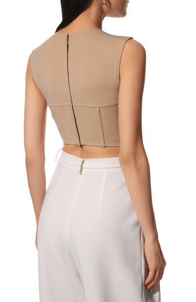 Топ из вискозы DOLCE & GABBANA бежевого цвета по цене 151500 руб., арт. F751WT/FUGKF, фото 4 Топ из вискозы DOLCE & GABBANA, арт. F751WT/FUGKF, фото 4