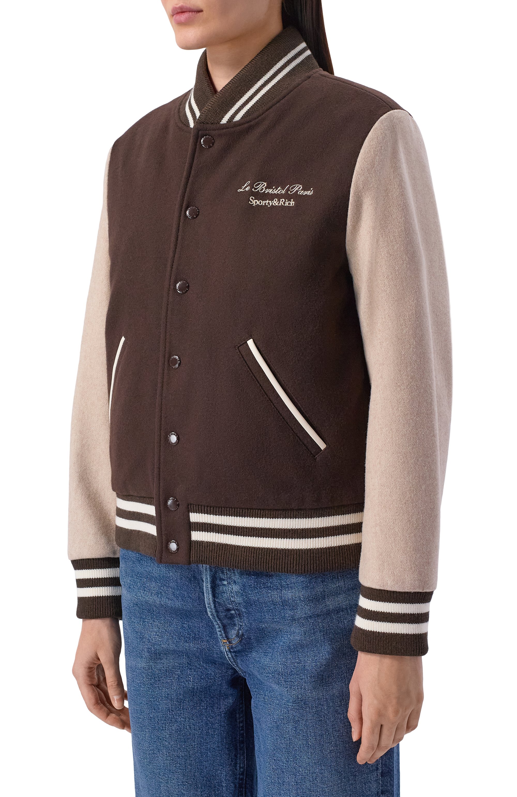 Шерстяной бомбер sporty & rich x le bristol paris SPORTY AND RICH, арт. 0W007517619BR03, фото 6