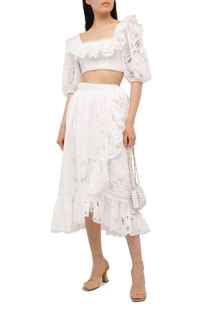 Хлопковая юбка ZIMMERMANN белого цвета по цене 89000 руб., арт. 9881SLLU, фото 2 Хлопковая юбка ZIMMERMANN, арт. 9881SLLU, фото 2