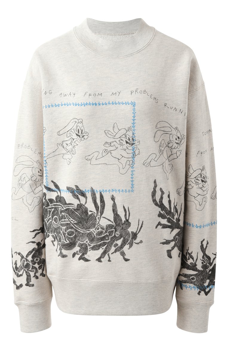Женский хлопковый свитшот DOMREBEL светло-серого цвета, арт. H0PS SWEATSHIRT | Фото 1 (Материал сплава: Проставлено; Длина (для топов): Стандартные; Рукава: Длинные; Драгоценные камни: Проставлено; Женское Кросс-КТ: Свитшот-одежда; Стили: Кэжуэл; Материал внешний: Хлопок)