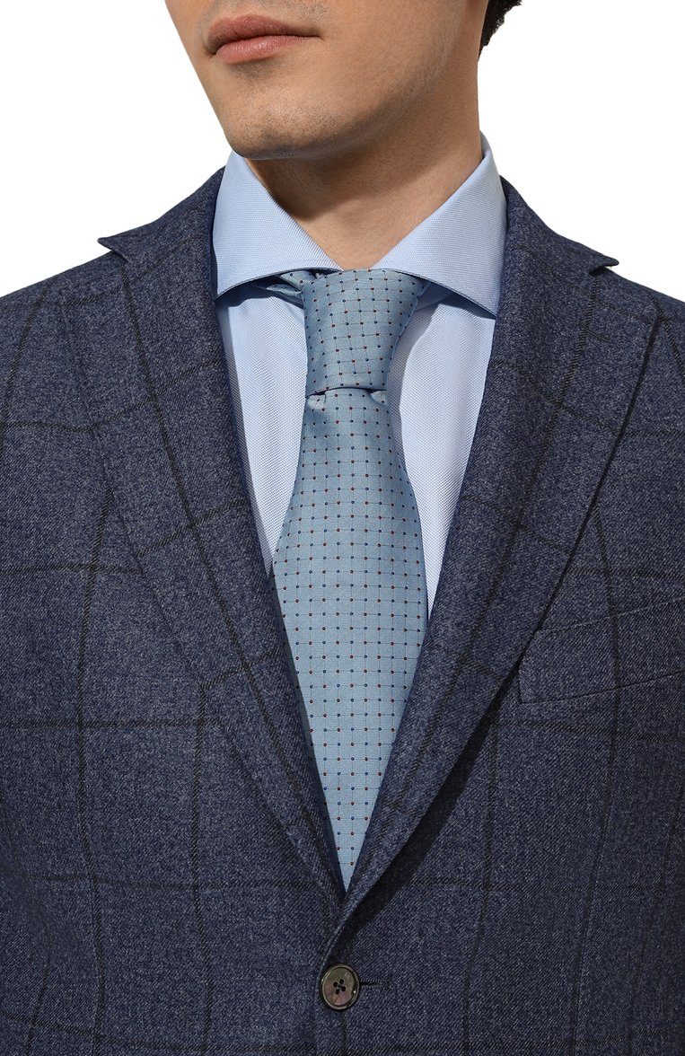 Мужской шелковый галстук BROUBACK голубого цвета, арт. TIE 8CM/SS24 | Фото 2 (Нос: Не проставлено; Материал сплава: Проставлено; Материал: Текстиль, Шелк; Принт: С принтом)