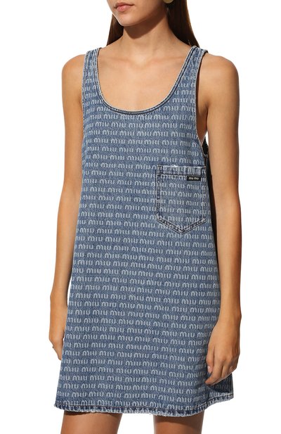 Джинсовое платье MIU MIU голубого цвета по цене 140000 руб., арт. GWA186-10DP-F0013, фото 3 Джинсовое платье MIU MIU, арт. GWA186-10DP-F0013, фото 3