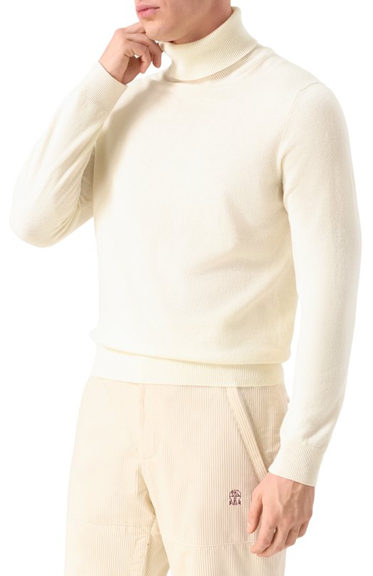 Кашемировая водолазка malo Кремовый, фото 3