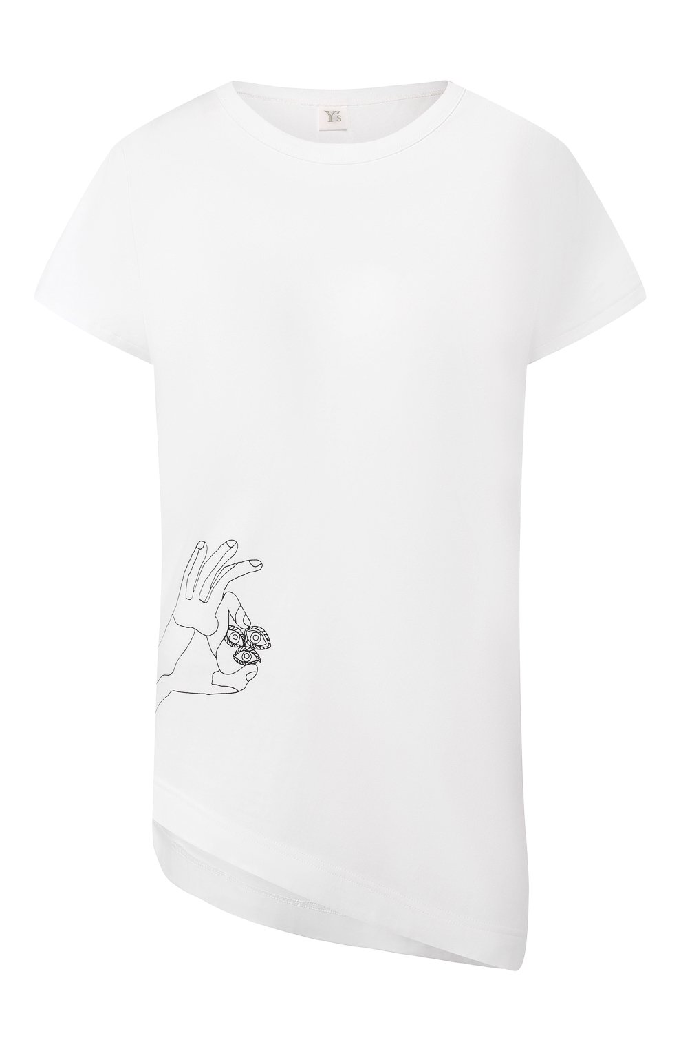 Хлопковая футболка YOHJI YAMAMOTO белого цвета по цене 25850 руб., арт. YJ-T22-678, фото 1 Хлопковая футболка YOHJI YAMAMOTO, арт. YJ-T22-678, фото 1