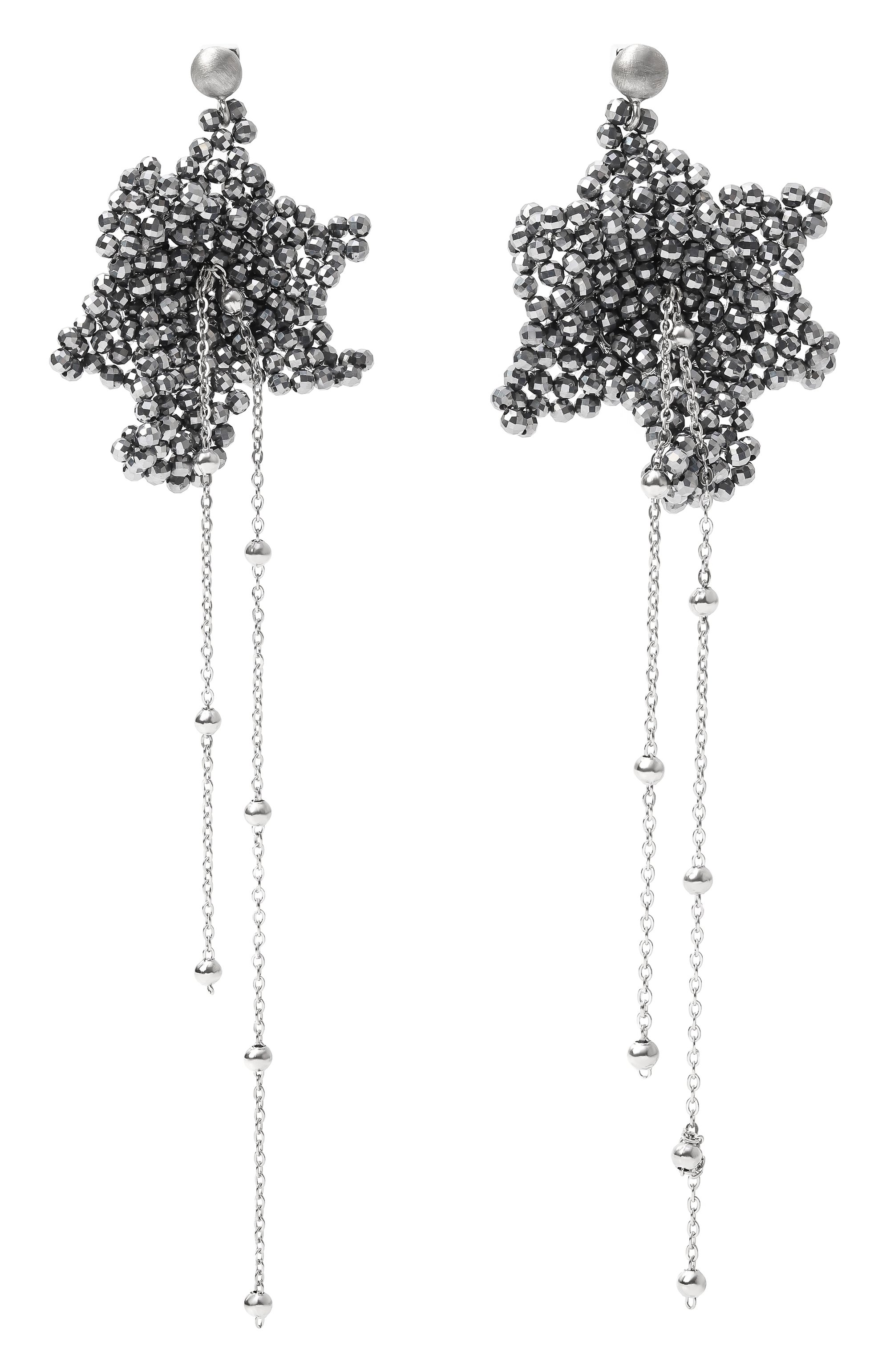 Серьги VIEN темно-серого цвета по цене 25900 руб., арт. 2526-306, фото 1 Серьги VIEN, арт. 2526-306, фото 1