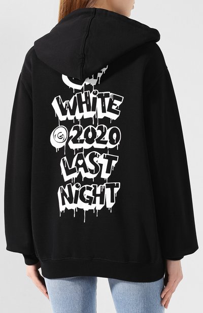 Хлопковое худи OFF-WHITE черного цвета по цене 32900 руб., арт. 0WBB035F190030661001, фото 4 Хлопковое худи OFF-WHITE, арт. 0WBB035F190030661001, фото 4