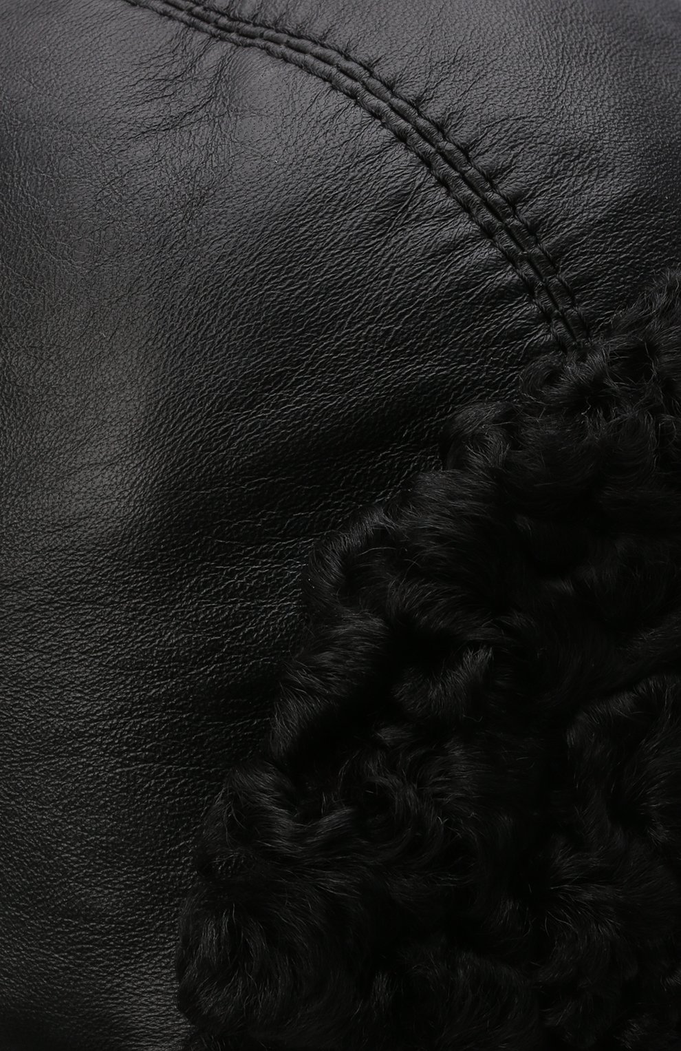 Кожаная шапка-ушанка с отделкой из меха каракульчи FURLAND, арт. 0017103910092100000, фото 3