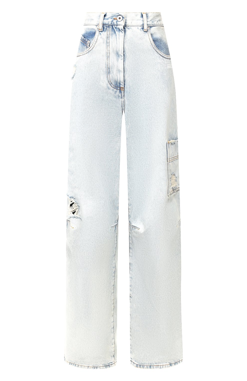 Джинсы свободного кроя OFF-WHITE голубого цвета по цене 85650 руб., арт. 0WYA011F197730647101, фото 1 Джинсы свободного кроя OFF-WHITE, арт. 0WYA011F197730647101, фото 1